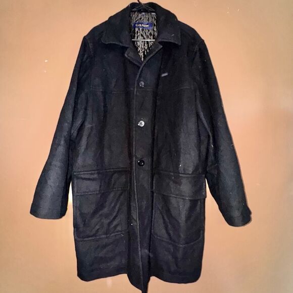 Club Room Men's Black Wool Blend Winter Pea Coat Jacket - Size XL - Picture 1 of 9